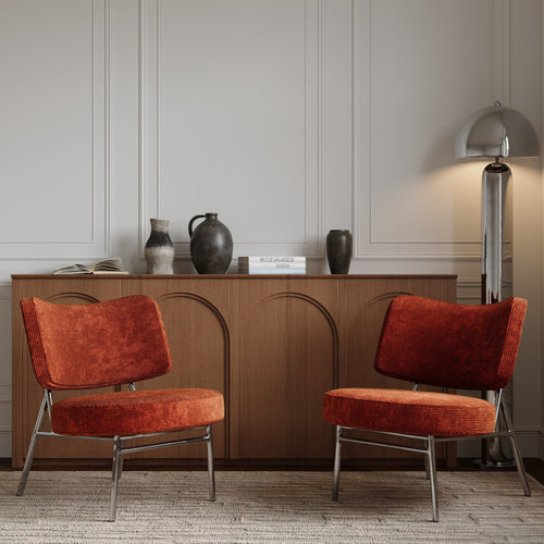 Sia Home - Fauteuil IGGY - Corduroy - retro oranje - 60cm - vtwonen shop