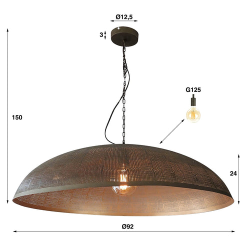 Giga Meubel Hanglamp Cosmic - Brons Antiek - 1-Lichts - Ø90x150cm - vtwonen shop