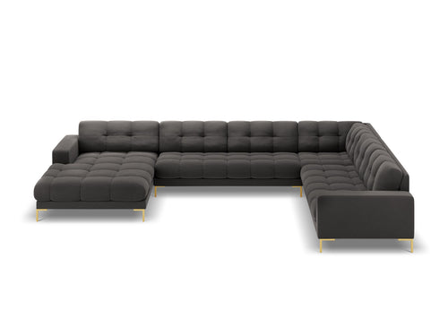 Cosmopolitan Design Panoramische hoekbank rechts Bali 7-zits, flueel, donkergrijs - 256x327x75cm