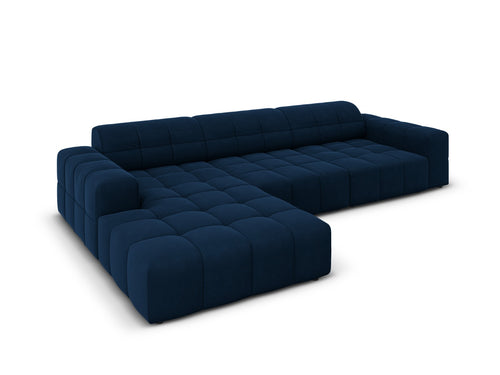 Cosmopolitan Design linker hoekbank Chicago 4-zits, flueel koningsblauw - 167x294x78cm
