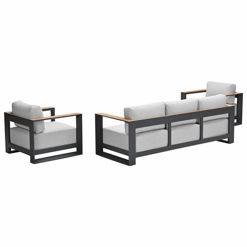 Garden Impressions loungeset Malakka donker grijs - light teak look - 3-delig - vtwonen shop