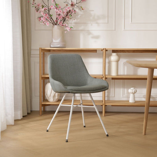 Nolon Noa-Isa Eetkamerstoel Saliegroen - Stof - Wit Onderstel - vtwonen shop