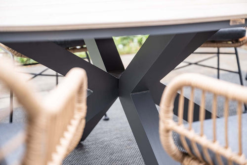 Ronde 4-persoons tuinset - Edison tafel - 4 Margriet stoelen