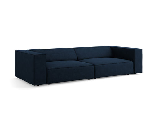 Cosmopolitan Design Bank Arendal 4-zits, chenille met ribbeleffect, koningsblauw - 102x244x70cm
