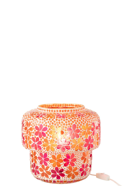 J-Line tafellamp Mozaïek - glas - roze/oranje - medium