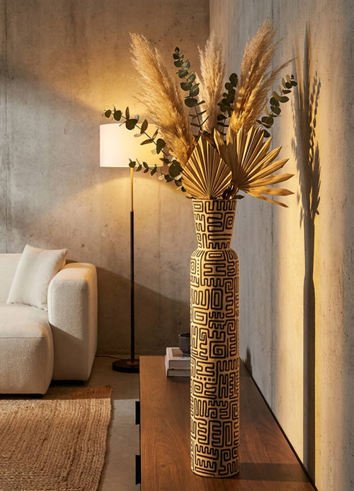 Mauro Ferretti vaas - 16x86 cm - beige/zwart