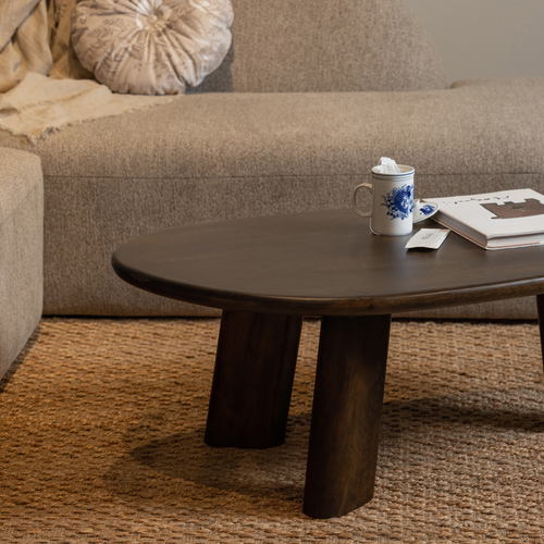 WOOOD salontafel Roundly - Mangohout - Walnoot - 40x110x60 - vtwonen shop