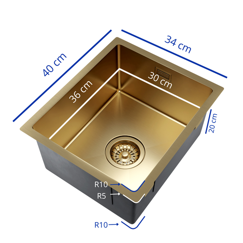 LOMAZOO Spoelbak Keuken Goud Lunara - 30 x 36 cm - RVS