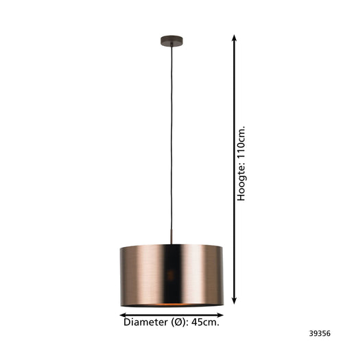 Stars of Light hanglamp Saganto 1 - 1-lichts - e27 - ø45 cm - bruin/koperkleurig