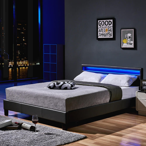 Home Deluxe LED bed ASTRO donkergrijs 140 x 200 cm - vtwonen shop