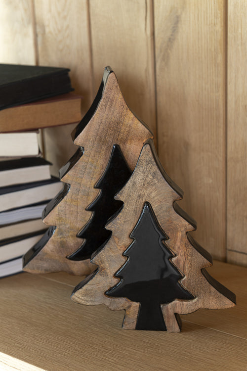 J-Line kerstdecoratie Boom Puzzel - hout - zwart/naturel - small - vtwonen shop