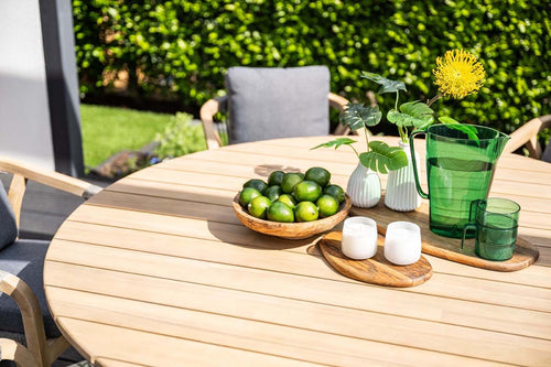 Urania tafel - rond 150 cm - acaciahout met white wash