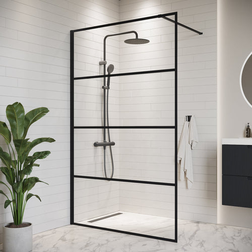 Badplaats Douchewand Essos 120 x 200 cm – Zwart – Inloopdouche 8 mm Veiligheidsglas