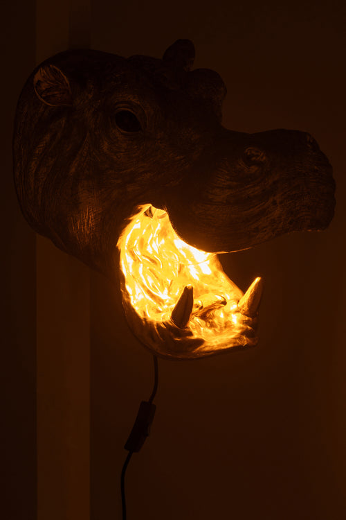 J-Line wandlamp Nijlpaard Kop - polyresin - goud