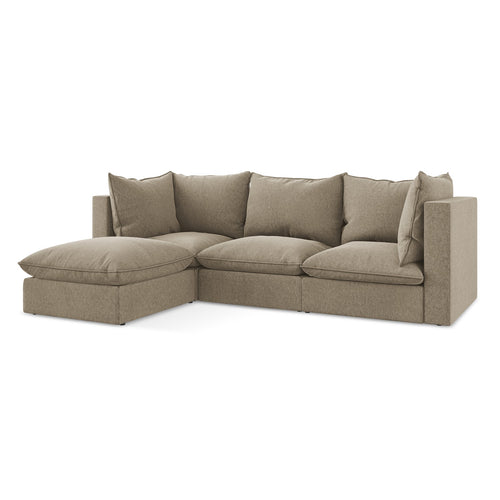 LaMiaSofa hoekbank links Ravenna - velours - beige - 255x165x77