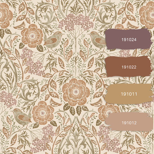 ESTAhome behang bloemen en vogels in art nouveau stijl beige 53 cm x 10.05 m 139566