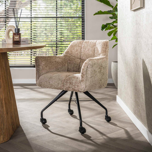 Giga Meubel Eetkamerstoel Alura - Zand - Incl. Wieltjes - Set van 2 - vtwonen shop