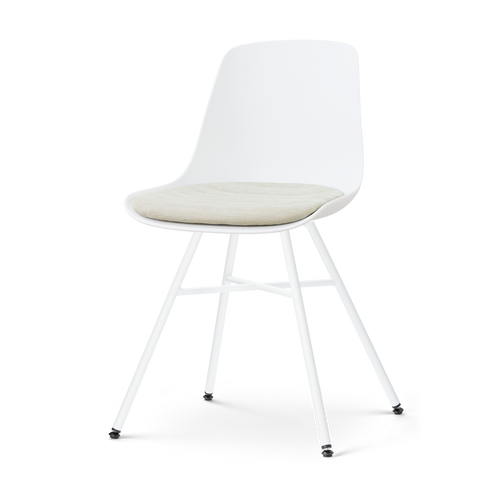 Nolon Noa-Liv eetkamerstoel wit met naturelbeige zitkussen - wit onderstel