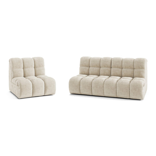 Premium Interiors - Bank SEVEN - gewaafd fluweel beige 243cm