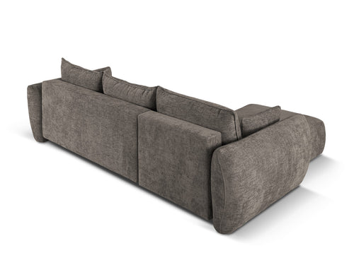 Cosmopolitan Design Uitklapbare hoekbank links met opbergdoos Matera 4-zits, chenille, grijs - 173x253x86cm