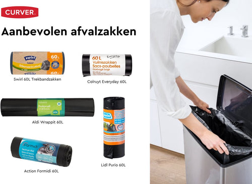 Curver Decobin Prullenbak - 65L - Rechthoekig - Zilver Metallic - vtwonen shop