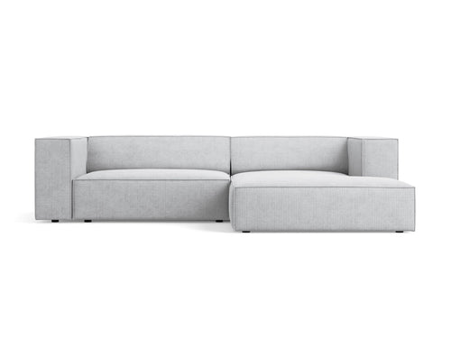 Cosmopolitan Design rechter hoekbank Arendal 3-zits, chenille met ribbeleffect, lichtgrijs - 166x224x70cm