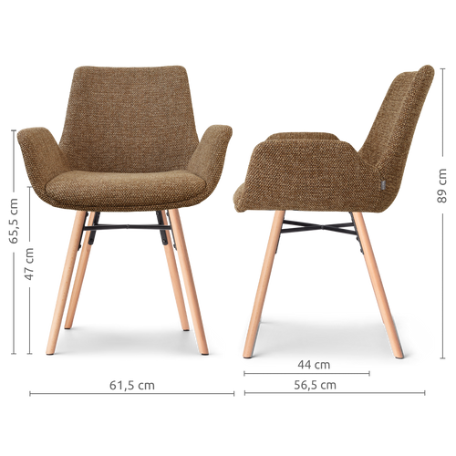 Nolon Nena-Eef eetkamerstoel bruin blend - houten onderstel