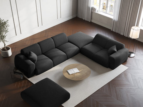 Cosmopolitan Design rechter hoekbank Nolio 4-zits, chenille, zwart - 250x315x72cm