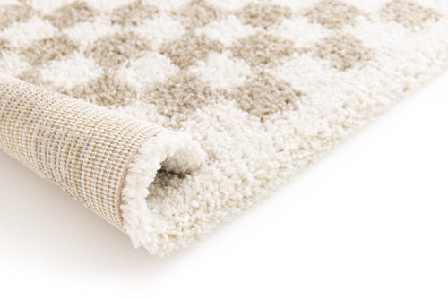 AFK Living vloerkleed Checkers - shaggy - beige - 80 x 150 cm