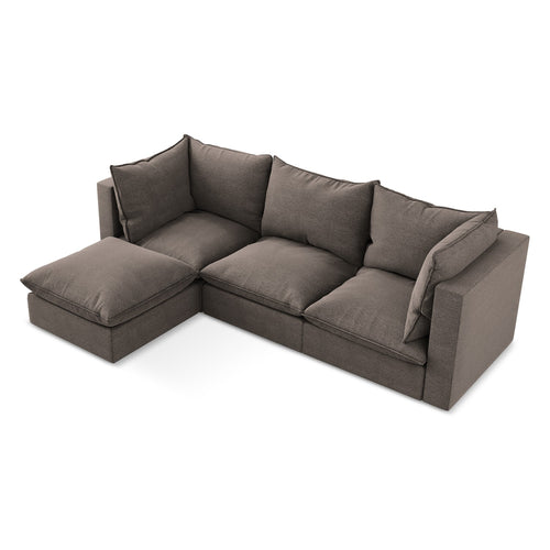 LaMiaSofa hoekbank links Ravenna - bouclé - chocolade - 255x165x77