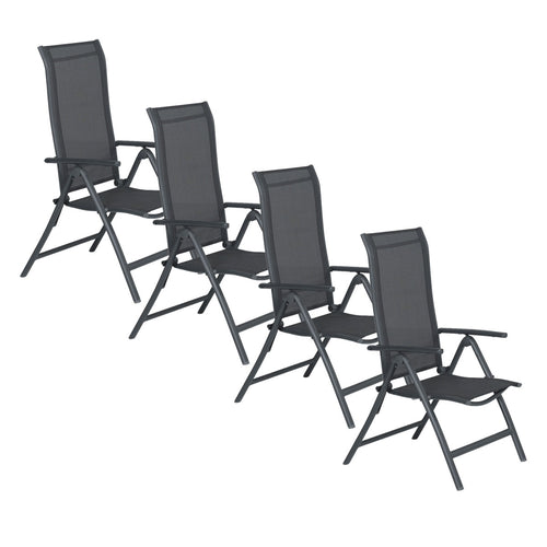 Garden Impressions tuinstoel Santos donker grijs - verstelbaar - 4 stuks