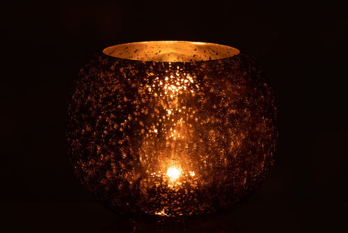 J-Line windlicht Bol Craquelé Parel Effect - glas  - bruin - large
