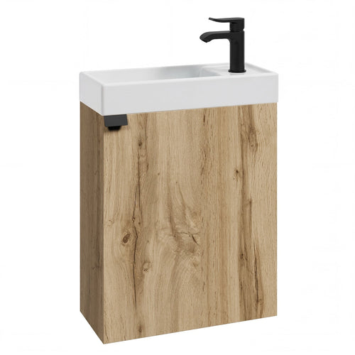 Badplaats Toiletmeubel Keno 50 x 23 cm – Eiken – Fonteinmeubel met Wastafel