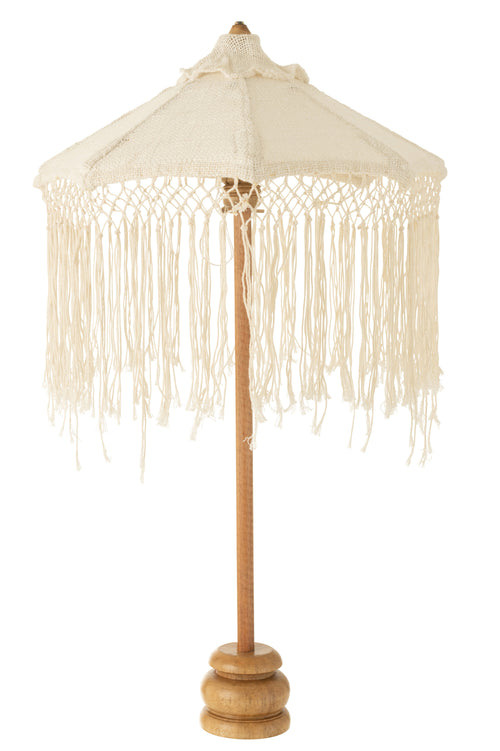J-Line parasol Lang Franjes - hout - wit - vtwonen shop
