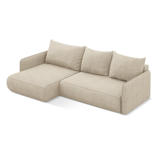 LaMiaSofa hoekbank links Palermo - chenille stof - donkerbeige - 240x148x86