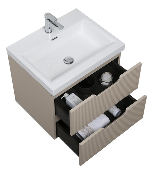 Badplaats Badkamermeubel Set Thermis 60 cm – Beige – Badmeubel met Wastafel