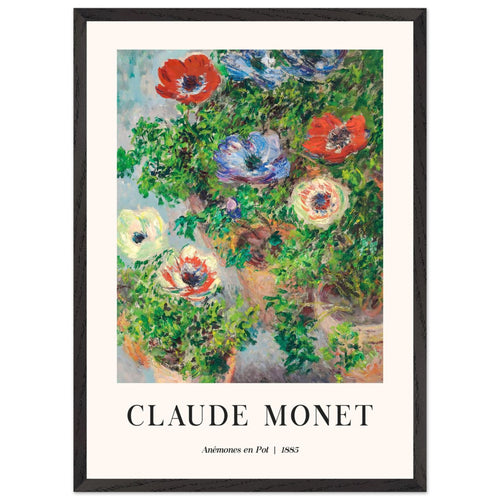 Artfulprints Poster met Lijst Claude Monet - Anémones en pot   - 50x70 cm - Groen