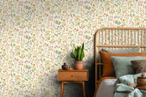 Sanders & Sanders behang veldbloemen geel en groen - 50 x 900 cm - 935378