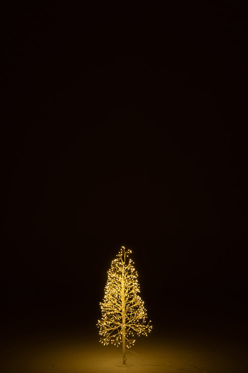 J-Line decoratie Boom - warm witte - ijzer - wit - small - LED lichtjes