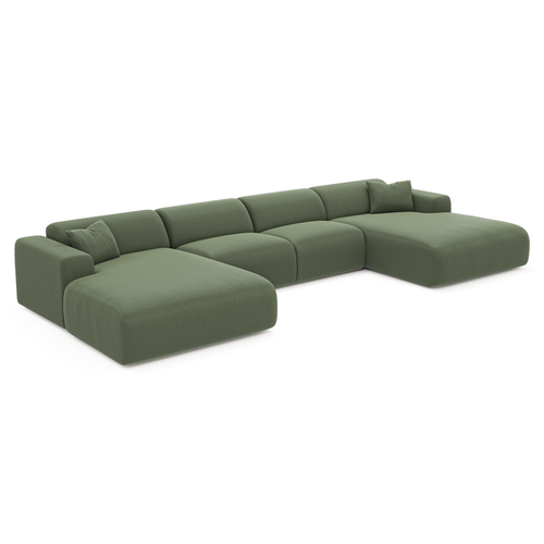 Sia Home - Panoramische bank MYRA - kruisbinding olijfgroen 356cm