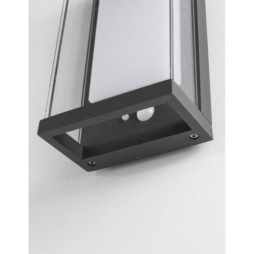 Merano Brandon Buiten Bewegingssensor Wandlamp Antraciet Aluminium Glas, LED 1.5W 152Lm 3000K IP65 Solar / Geschakeld