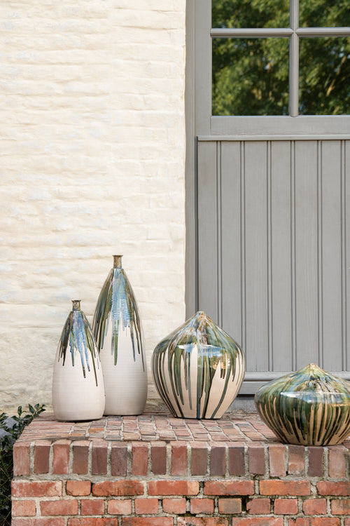 J-Line vaas Verf - keramiek - naturel/groen - small - 51 cm hoog - vtwonen shop