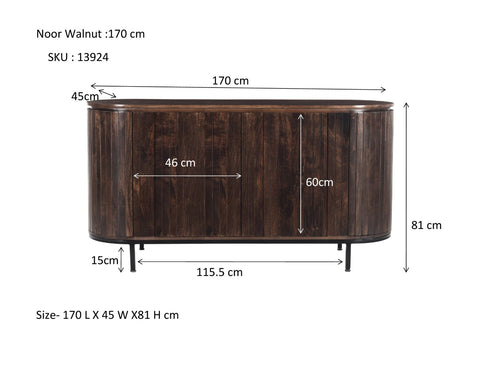 Livingfurn dressoir Noor Walnut - 170cm - mangohout