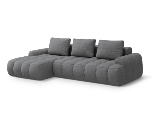 Cosmopolitan Design Uitklapbare hoekbank links met opbergdoos Linz 3-zits, structurele stof grijs - 142x275x84cm