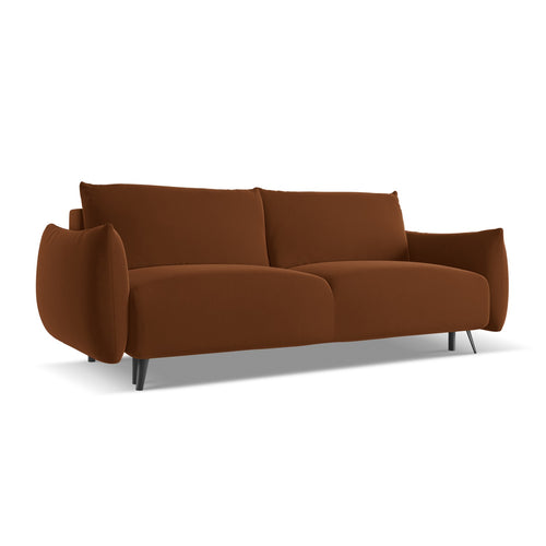 LaMiaSofa 3-zits slaapbank Genova - velours - terracotta - 230x105x86