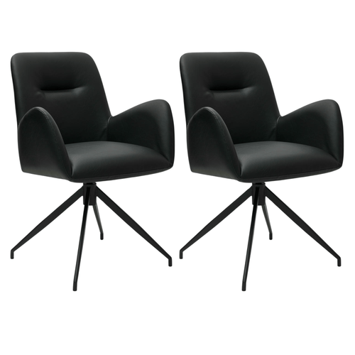 Furnhouse eetkamerstoelen armleuning Jennifer - Zwart - Kunstleer - Set van 2