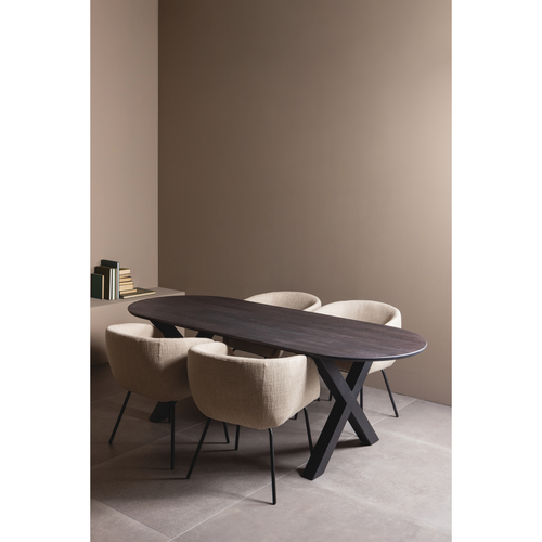 WOOOD eetkamerstoel Leon - Bouclé  - Naturel Melange - 77x61x63