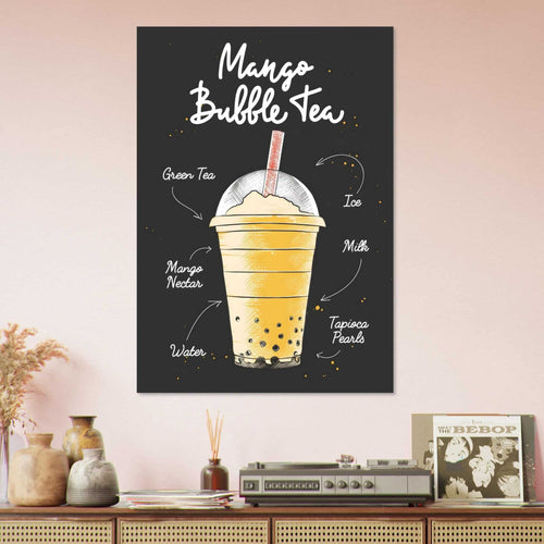 Artfulprints  Mango Bubble Tea – Ingrediënten   poster 70x100 cm
