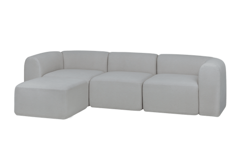 noo.ma Flom 3-zits hoekbank lichtgrijs - modulaire sofa, zachte zit
