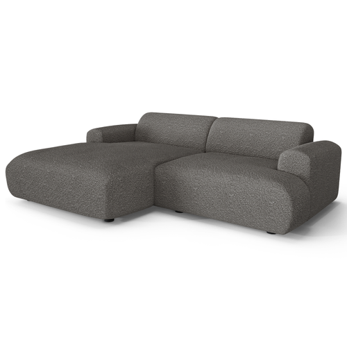Sia Home - Hoekbanken links MYRA - Bouclette stof - Grafiet grijs - 266cm